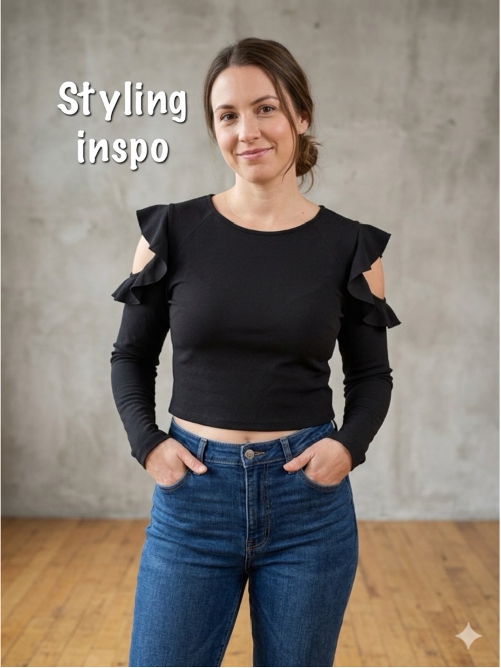 Dynamite Ruffle Sleeve Cold-Shoulder Top